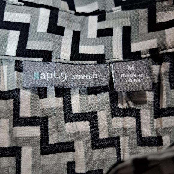 3 FOR 12 SALE Vintage Apt. 9 Stretch Geometric Print Button Down Shirt - Picture 3 of 8